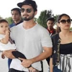 shahid kapoor with wife mira and daughter misha at airport for holiday