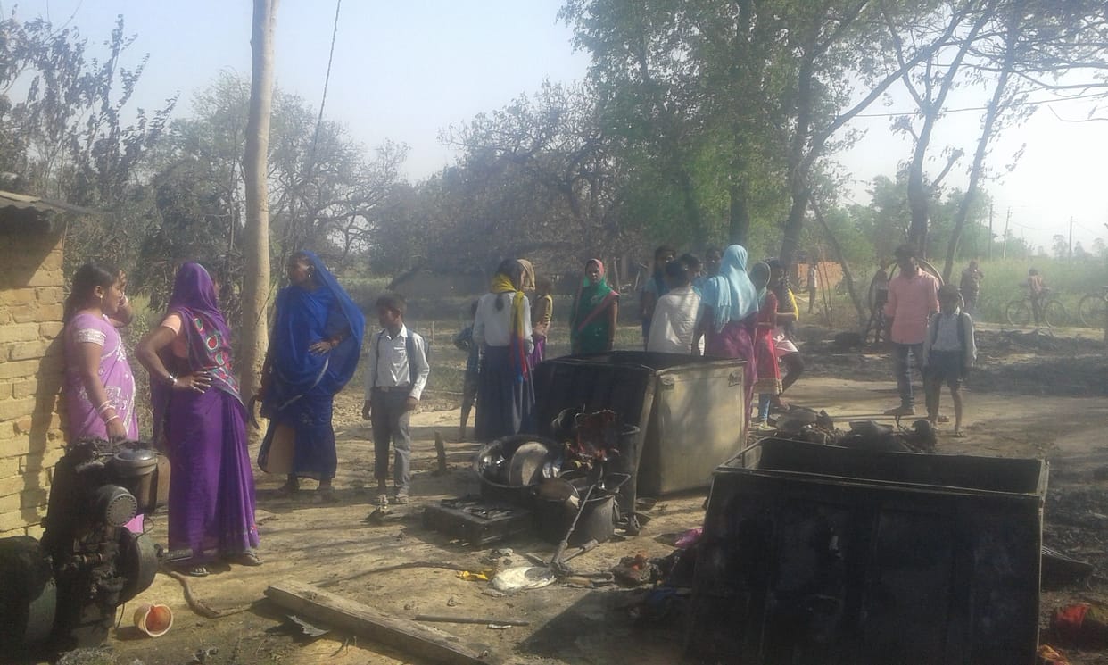 12 huts turn to ashes