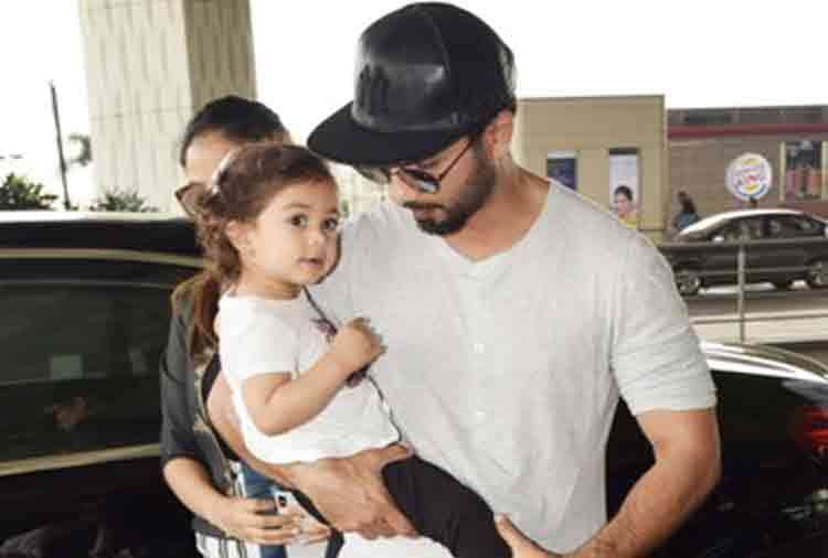 shahid kapoor with wife mira and daughter misha at airport for holiday