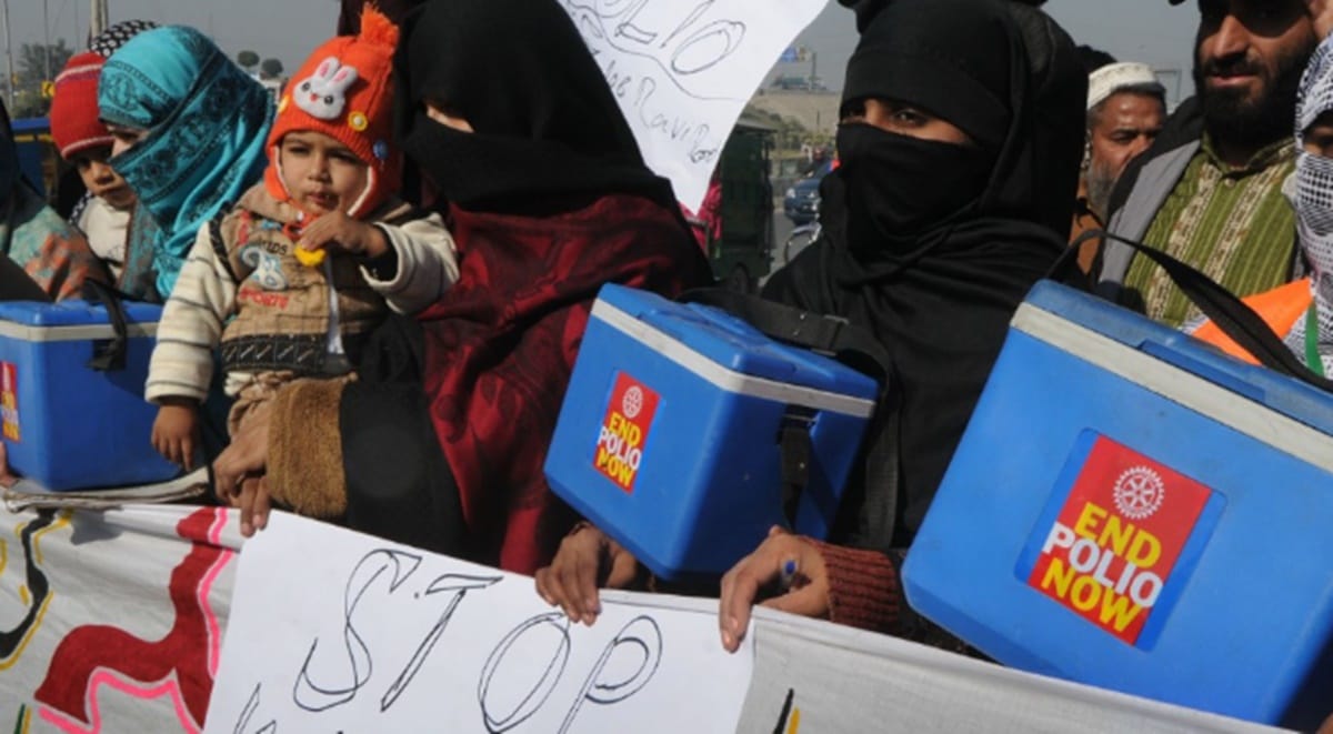 Militants on Sunday attacked a polio team in Pakistan killing 2 workers and abduct 3
