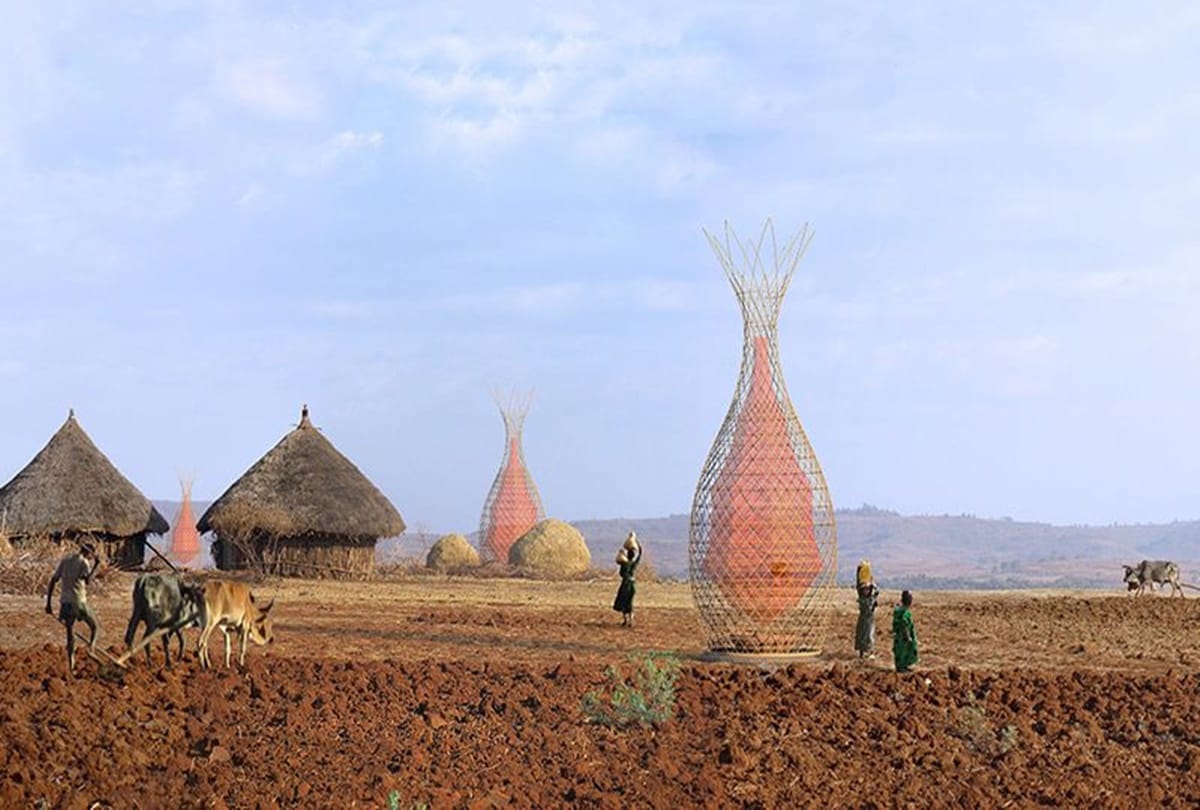 Towers in Ethiopia that harvest drinking water out of thin air