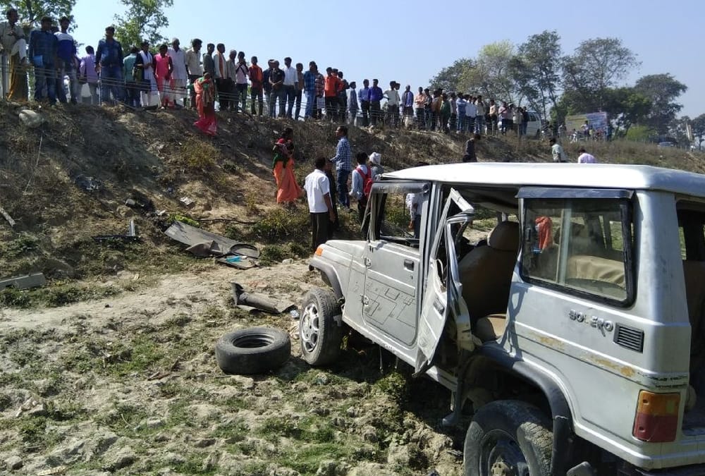 14 injured in an accident in bahraich.