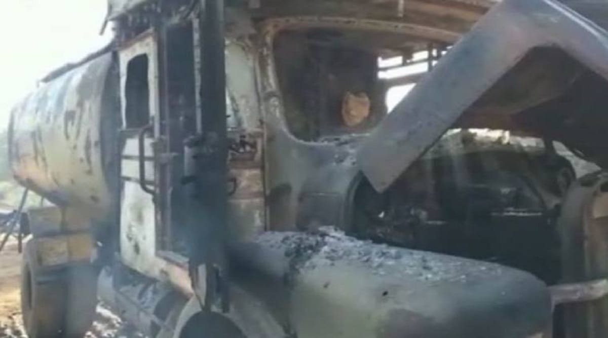 naxals torched four vehicles in chhattisgarh and kill conracter after kidnapping