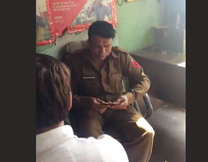 ASI playing cards with constable on duty in panipat, video viral