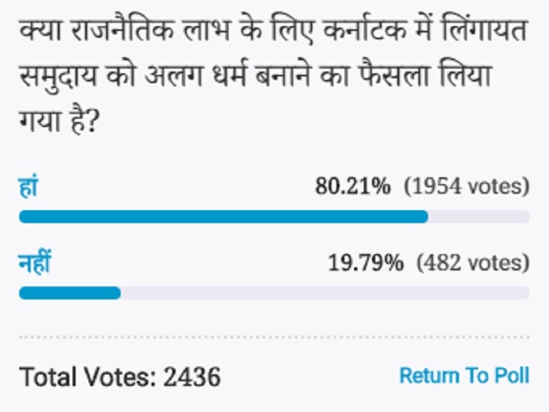 Amar ujala Poll: government decide to make lingayat community separate religion for political profit