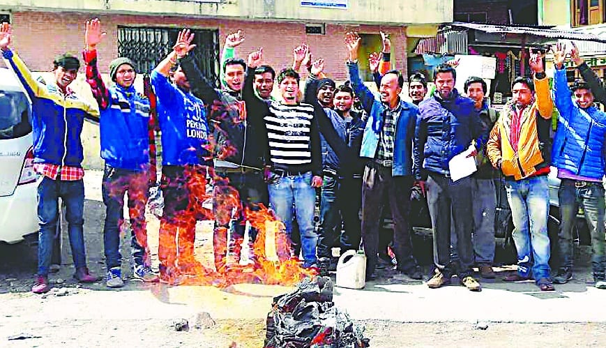 Congressmen blow the effigy of state government and power department