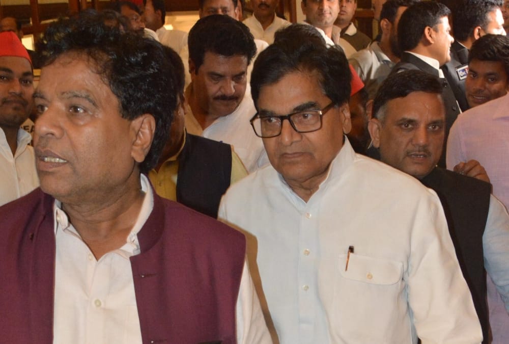 mulayam singh yadav with shivpal singh and akhilesh yadav.