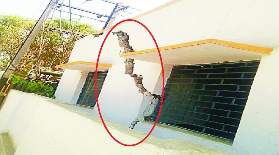 School wall in fall condition, no concern to officials at baghpat