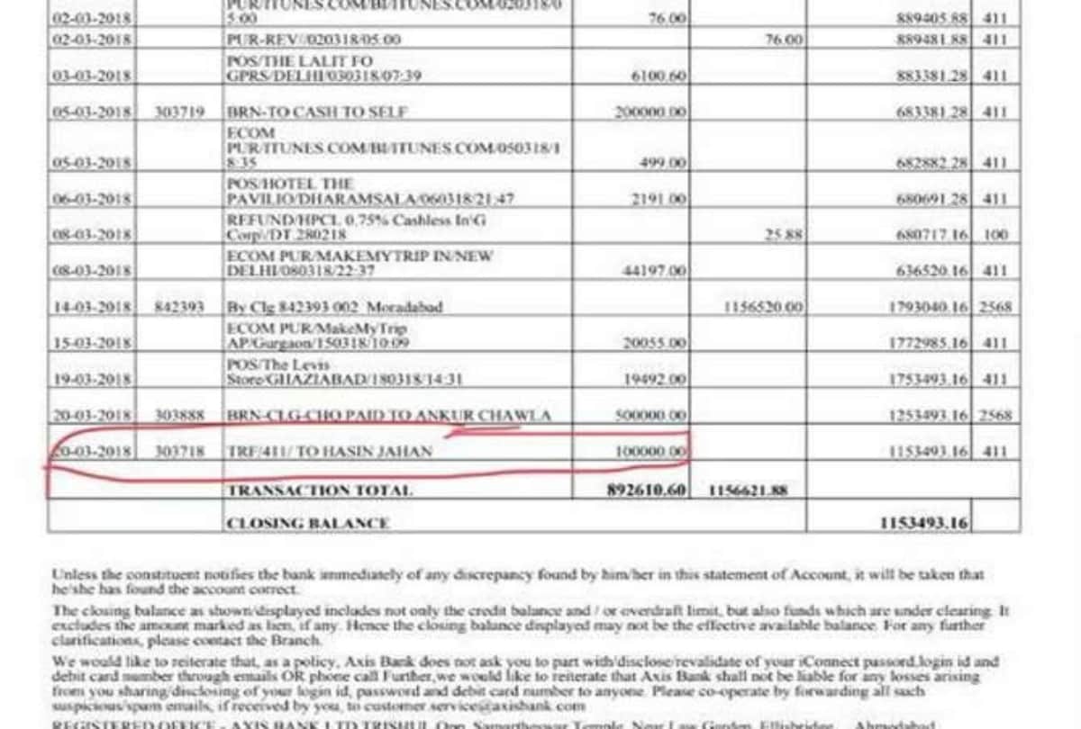 mohammed shami use to give her wife this much money, bank statement goes viral