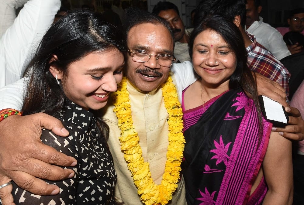 BJP celebrates victory after winning rajyasabha election.