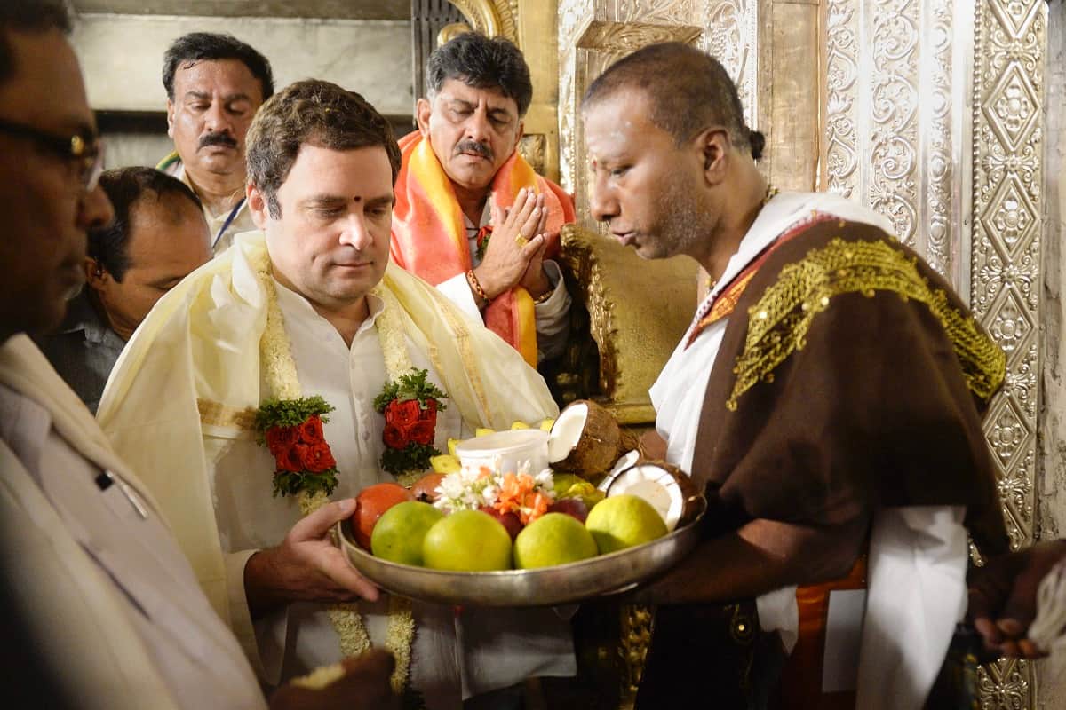 Congress chief Rahul gandhi visit to karnataka temples