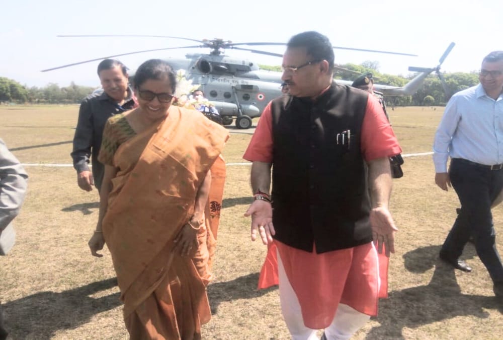 union defense minister nirmala sitharaman arrives in dehradun