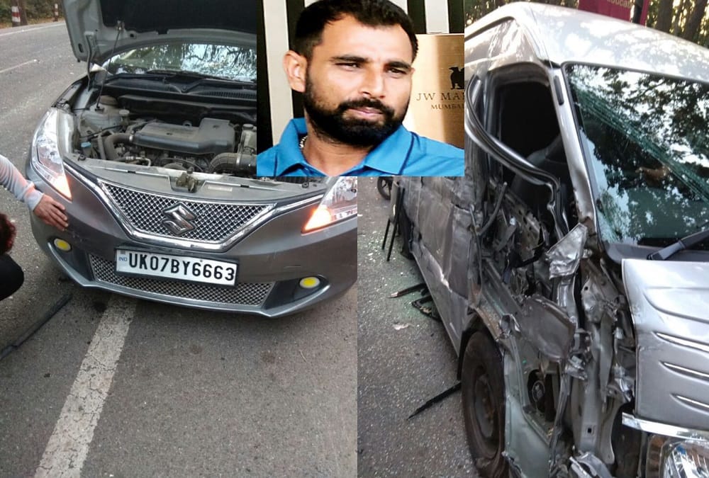 Mohammed shami car accident photos from dehradun