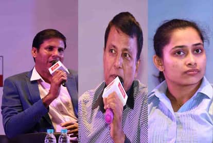 deputy cm keshav prasad and akhilesh yadav in kanpur amar ujala samwad event