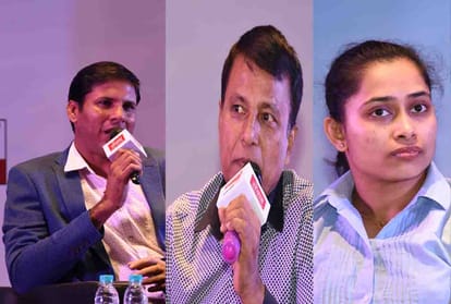 deputy cm keshav prasad and akhilesh yadav in kanpur amar ujala samwad event