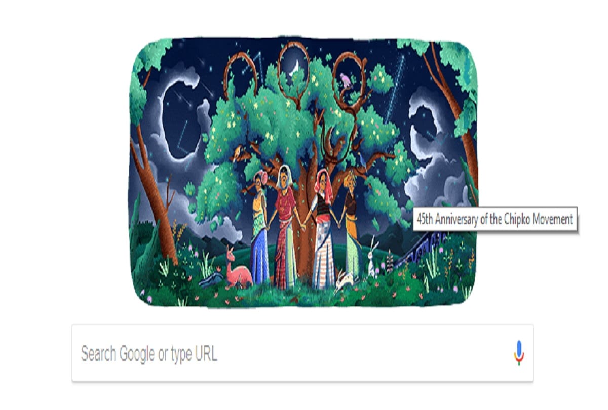 google doodle on 45th anniversary of chipko movement 