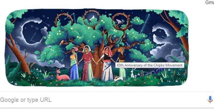 चिपको आंदोलनकारियों को गूगल का नमन