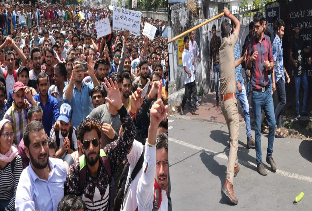 Lathicharge on unemployed youths protesters in dehradun