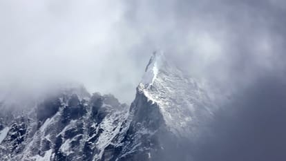 Snow storm in himalayas mountains peaks pithoragarh