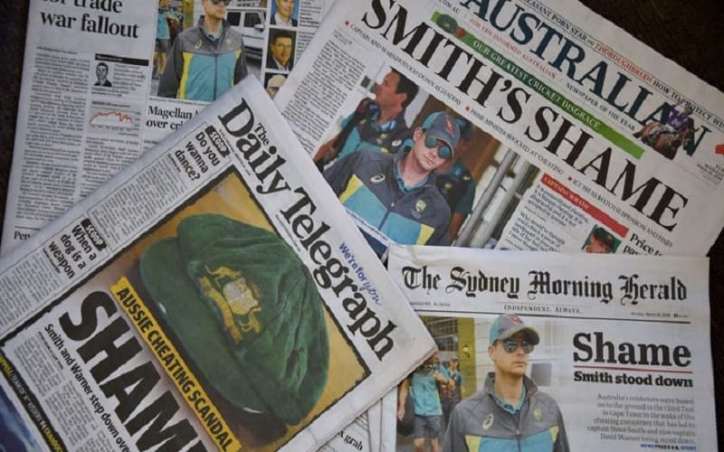 australian media slam steve smith over ball tampering