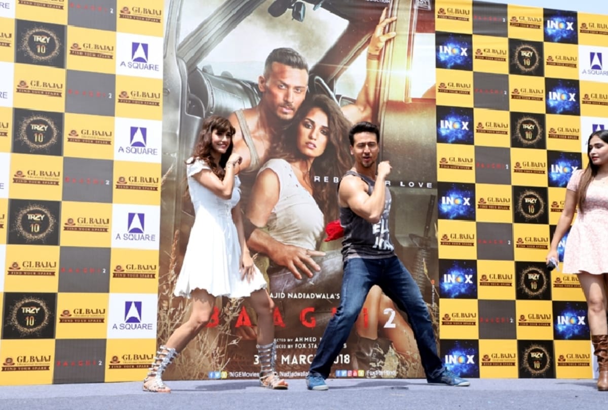 tiger shroff and disha patani visited gl bajaj college in greater noida for film promotion