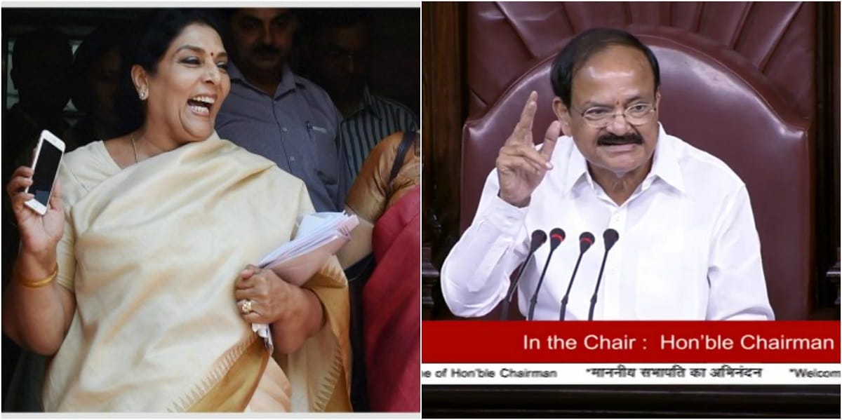 venkaiah naidu take a dig at congress mp renuka choudhary in rajya sabha