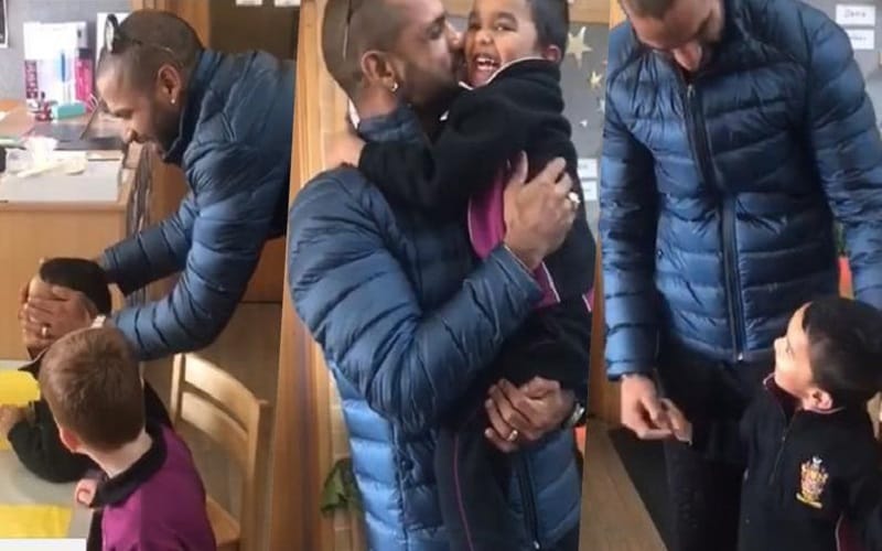 shikhar dhawan meets his son zorawar at school