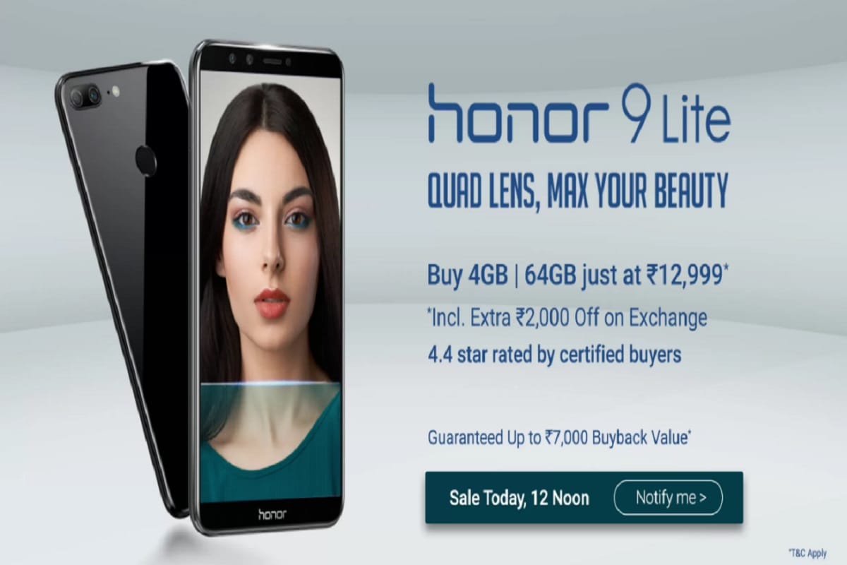 Honor 9 Lite Goes to sale Via Flipkart in India today with 4 Cameras