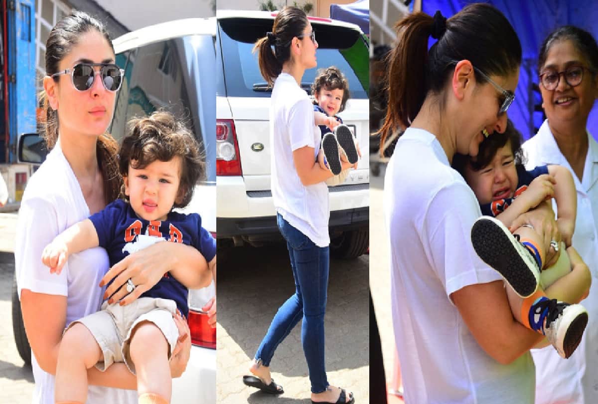 Taimur bursts out crying the moment Kareena takes him away from the camera 