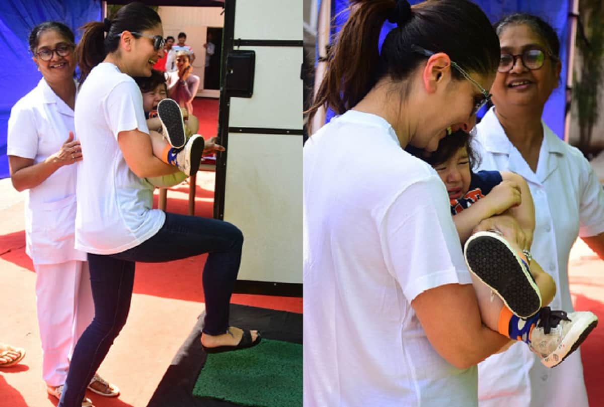 Taimur bursts out crying the moment Kareena takes him away from the camera 
