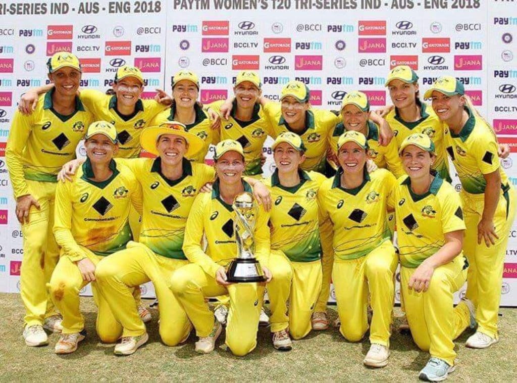 AUS Women cricket team won by 57 runs against england in Tri-Nation T20i Series at mumbai