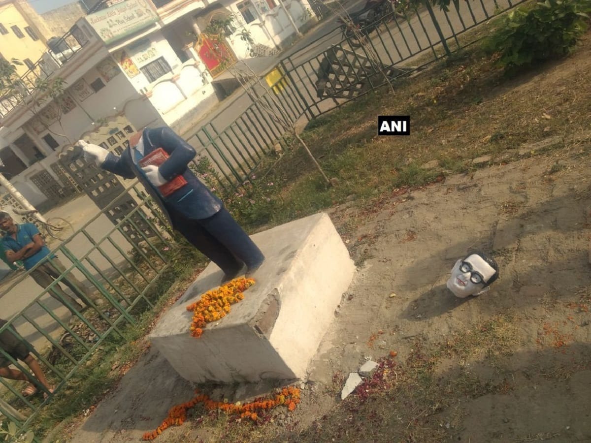 Statue of B R Ambedkar vandalised in Allahabad Uttar Pradesh 