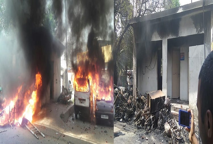 Heavy Bawal in Meerut on India shutdown, Burned the vehicles, see photos