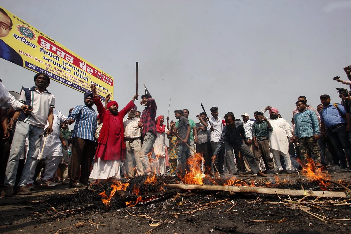 Violent protest across india during bharat bandh called by dalit organisations
