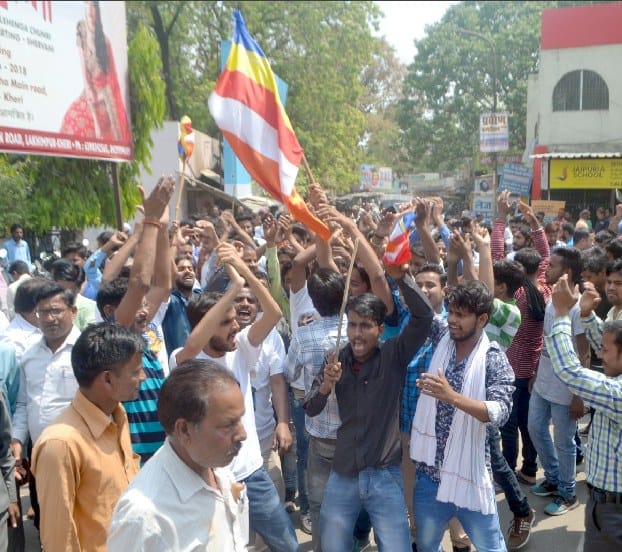 Protest over bharat bandh in Lakhimpur Kheri