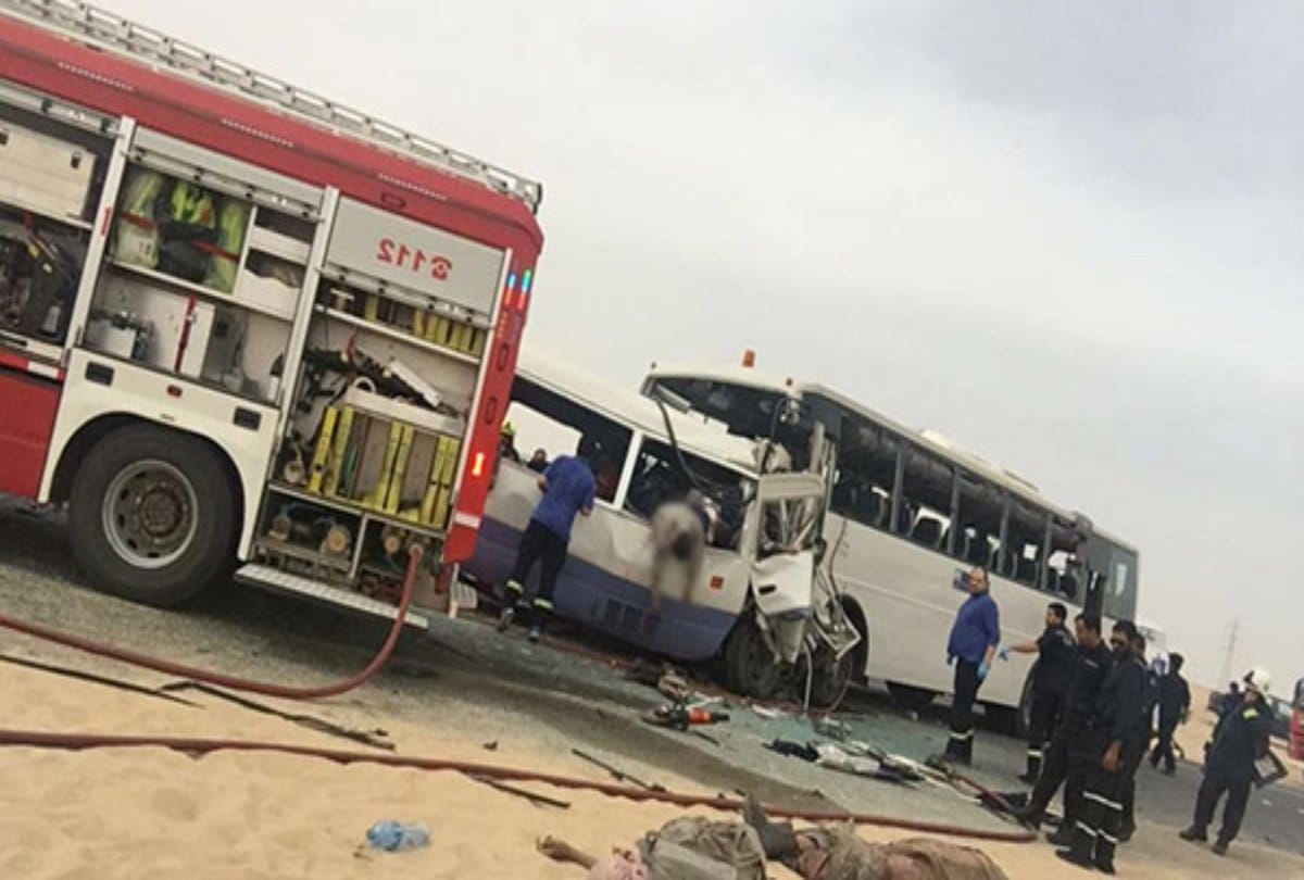 Kuwait bus collision, 15 oil workers killed 