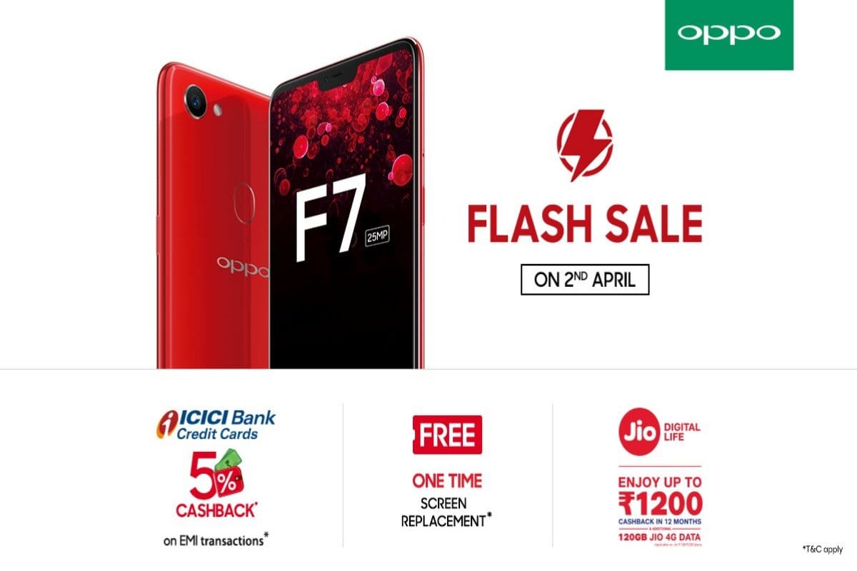 Oppo F7 Goes to sale in India today via flipkart and oppo store