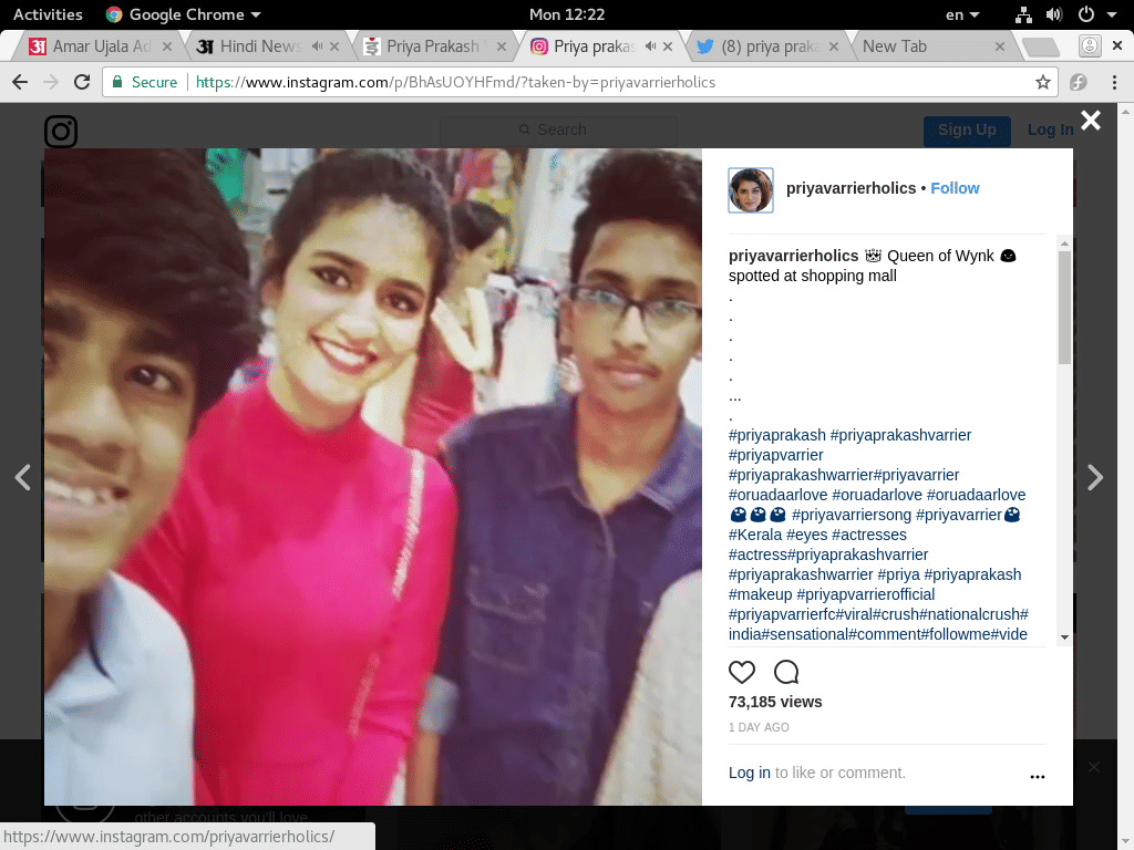 Viral Girl Priya Prakash varrier spotted at shopping mall
