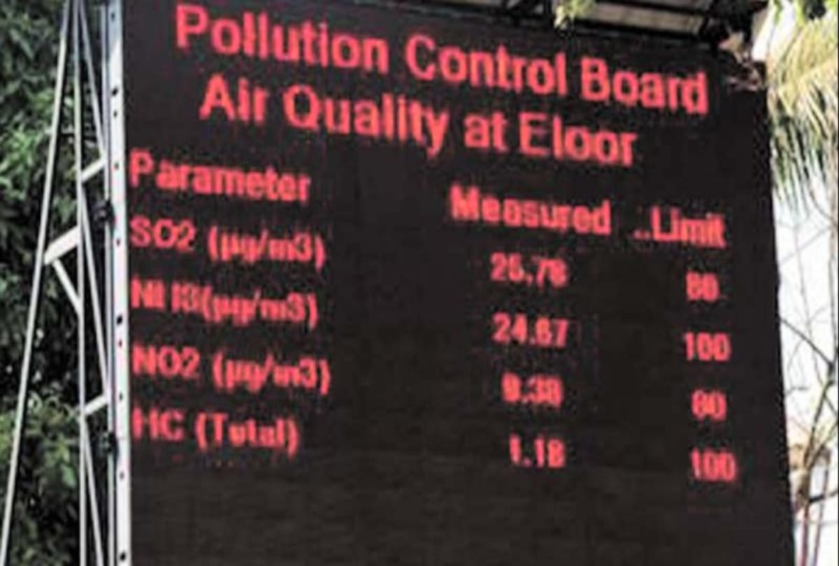 pollution level of twelve city through electronic display screen