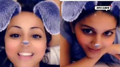 hina khan and sapna-choudhary meeting after big boss 11 and makes snapchat video 