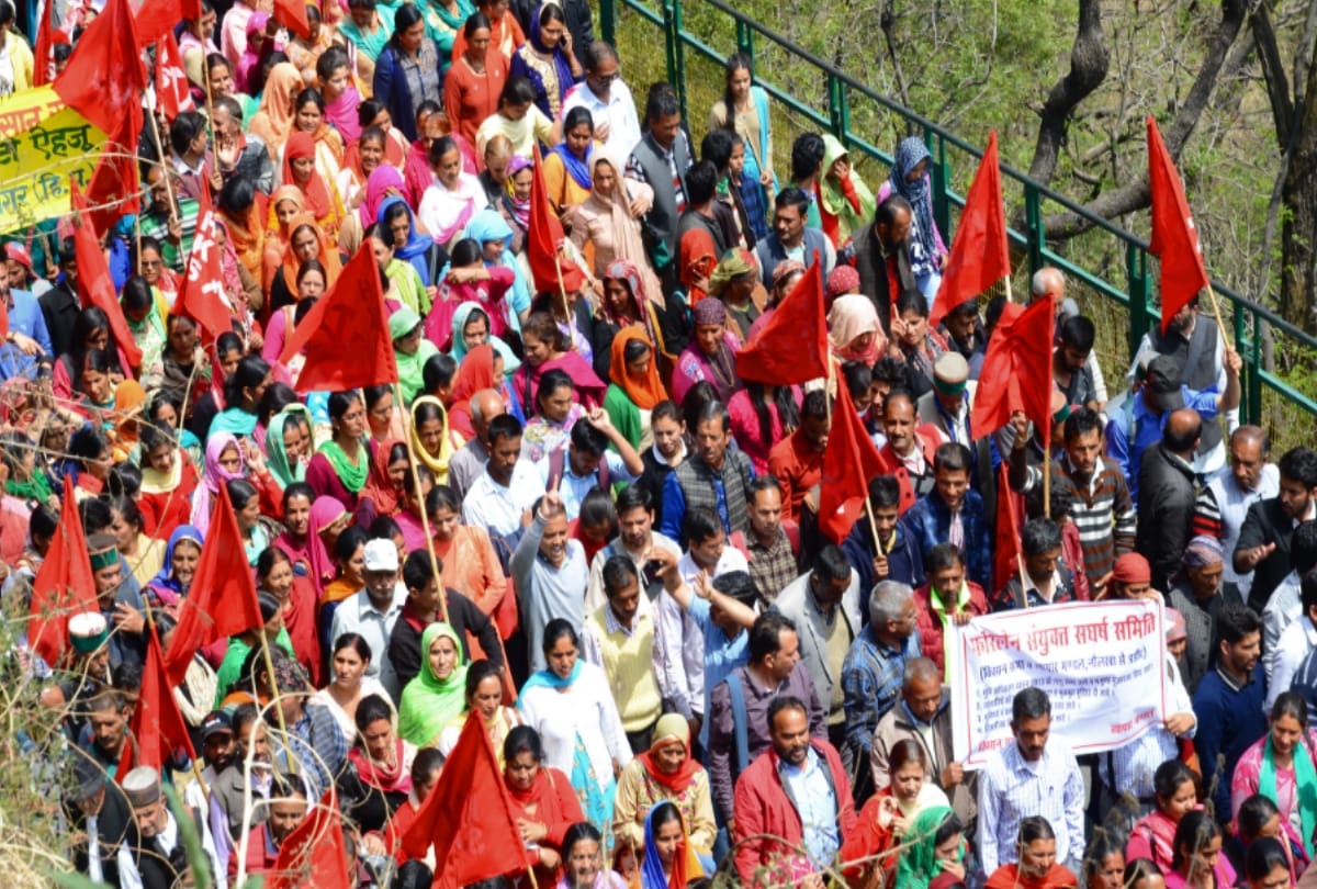 himachal kisan sabha protest at himachal assembly shimla