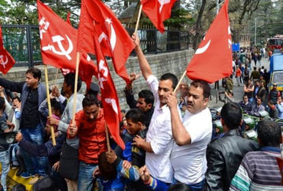 himachal kisan sabha protest at himachal assembly shimla