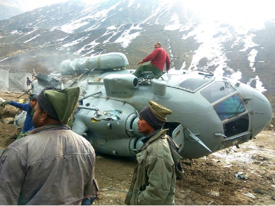 Air Force officers investigate mi 17 helicopter crash in kedarnath