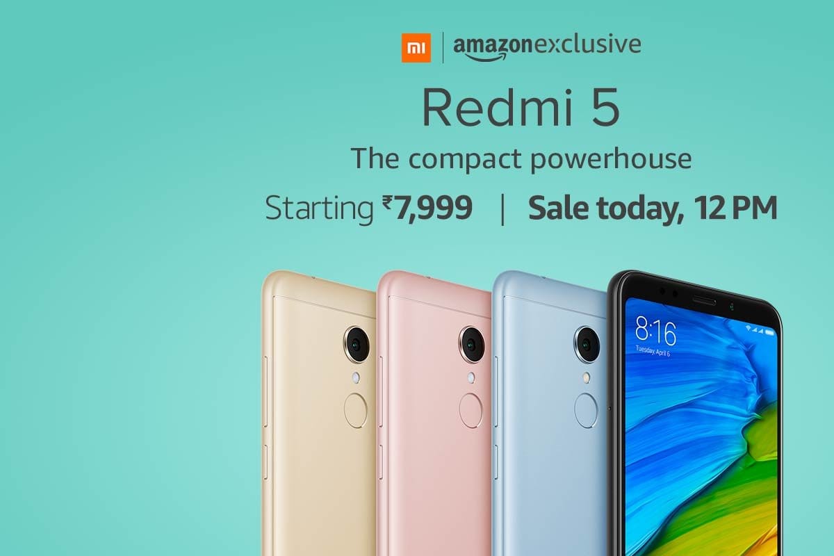 Xiaomi RedMi 5 flash sale today via amazon and mi.com