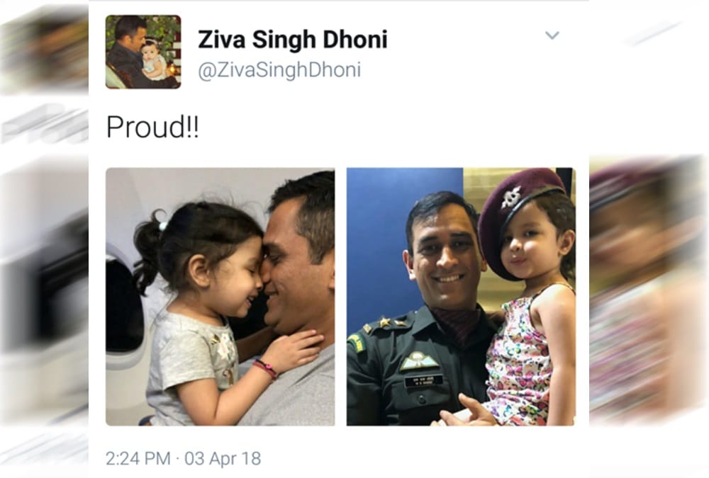 MS Dhoni daughter ziva dhoni congrats him for padma bhushan