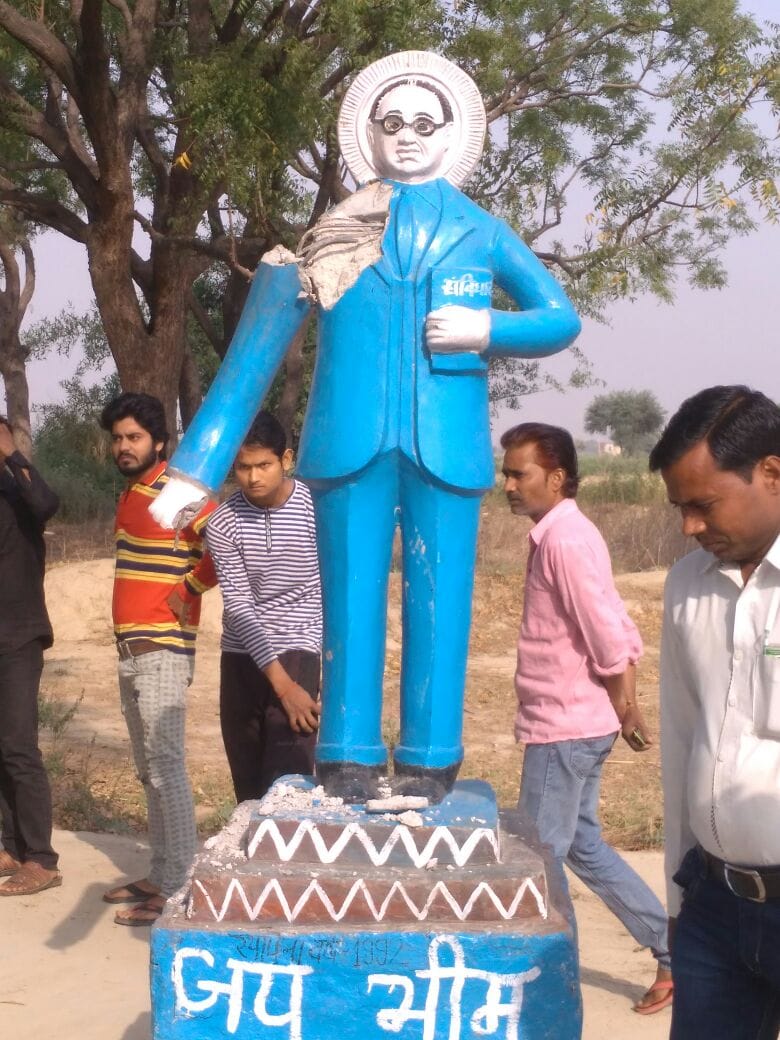 break of ambedkar statue in firozabad