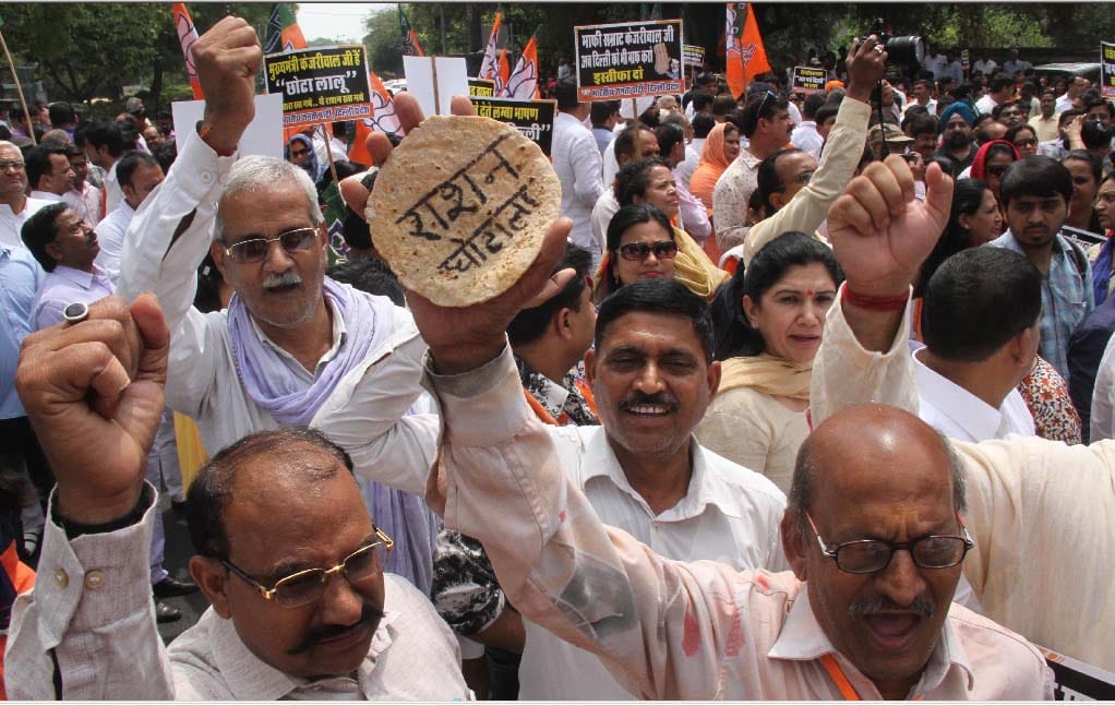 bjp demands cm kejriwal's resignation over ration scam