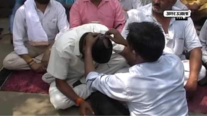 bhartiya sawarn mahasabha protest and shave their heads against cast based reservation