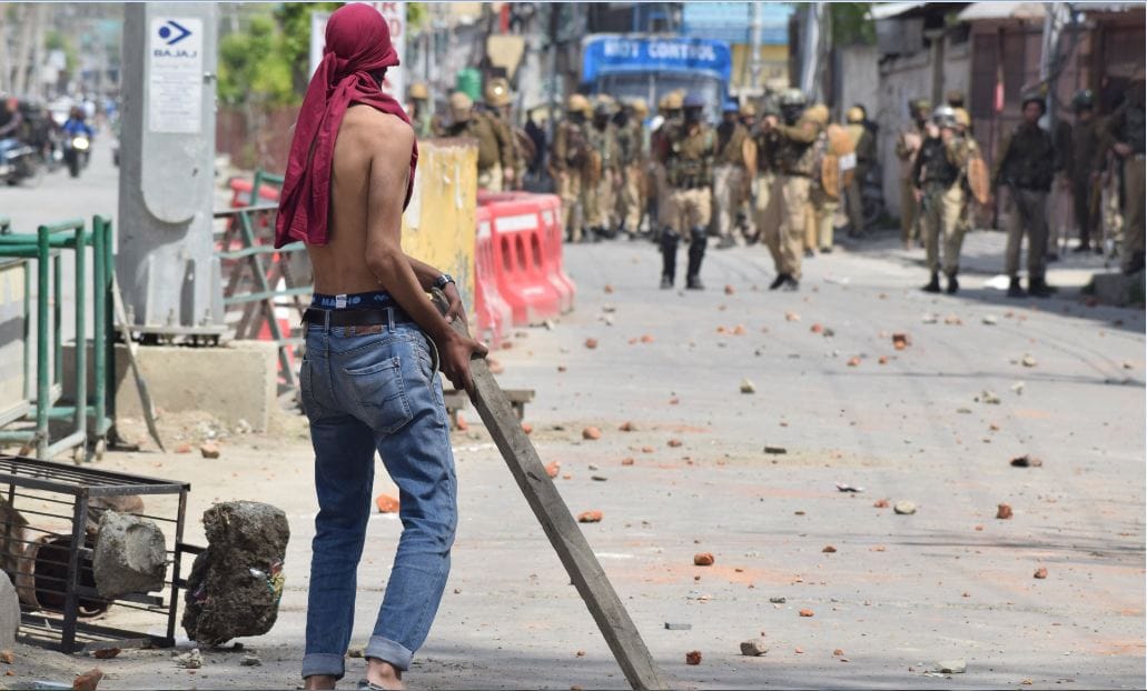 students and youth involve stone pelting in kashmir valley