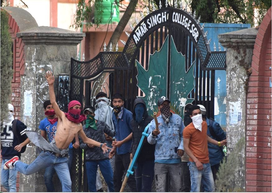students and youth involve stone pelting in kashmir valley
